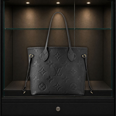 Louis Vuitton Neverfull MM Tote Bag- black emboss or £500