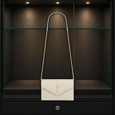 YSL-Cassandre envelope chain wallet- white or £400