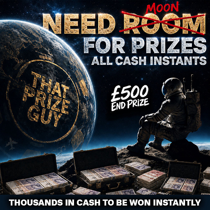 Man On The Moon Instant Win Draw - £500 End Prize - Sept #1