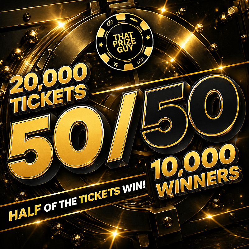 50/50 Instant Winners - Half of the tickets takes a prize - £500 End Prize-Aug