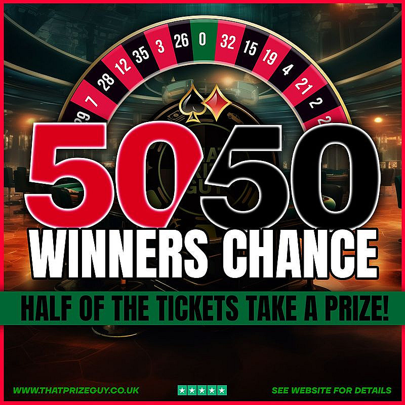 50/50 Instant Winners - Every Other Ticket Wins - £500 Main Prize