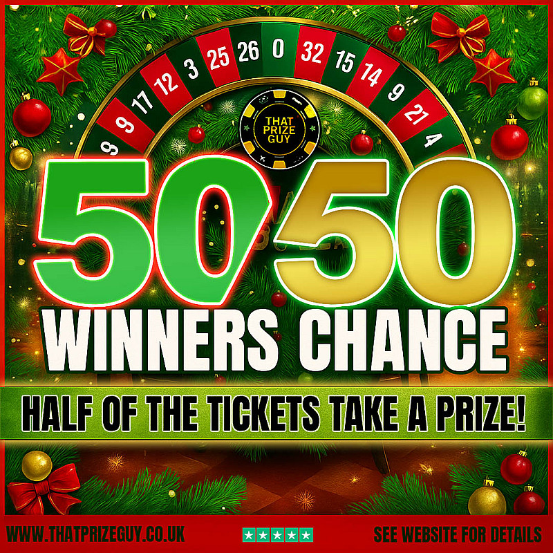 50/50 Instant Winners - Every Other Ticket Wins - £500 End Prize - Dec #1